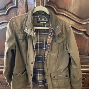 Barbour Brown Jacket with Navy and Red Tartan Lining